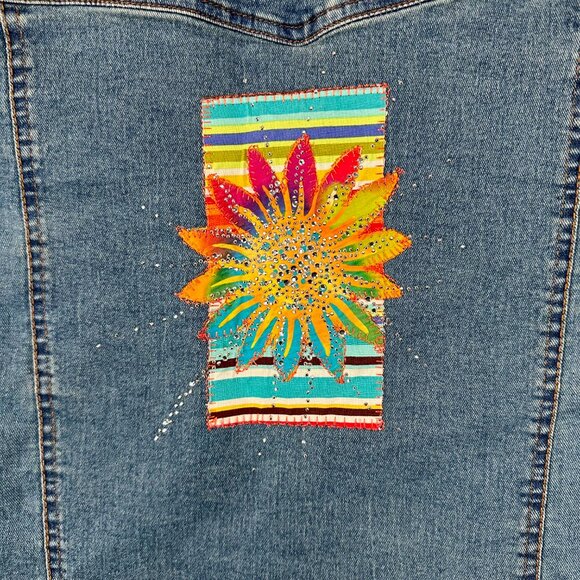 DISTINCT Jean Jacket Women's Designed Colorful Denim Jacket - Picture 6 of 13